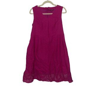 Jessica London Womens Sleeveless Fuchsia Eyelet Lace A-Line Dress Size 12
